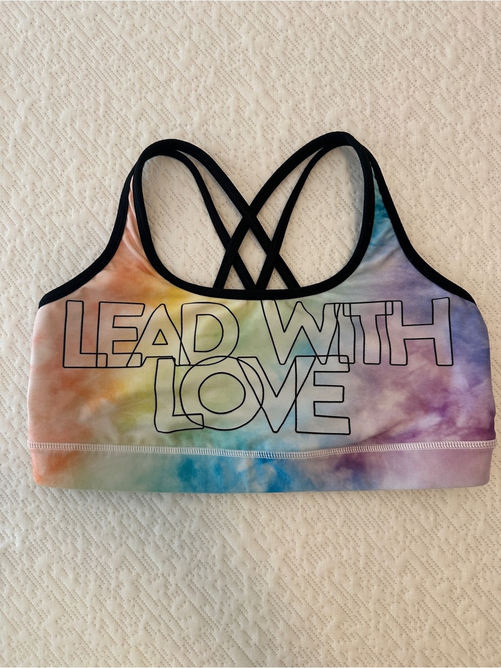 Peloton Lead With Love Strappy Bra Rainbow Tie Dye Pride Size Large